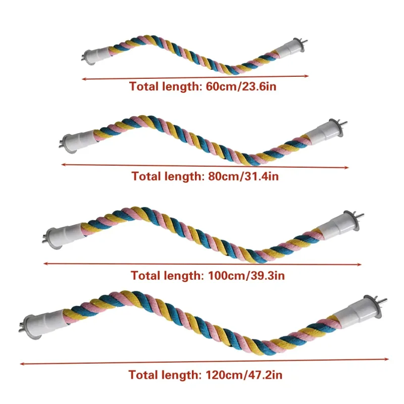 U Shaped Parrot Cotton Rope Climbing Toy Perch Stand for Bird Cage – 100cm