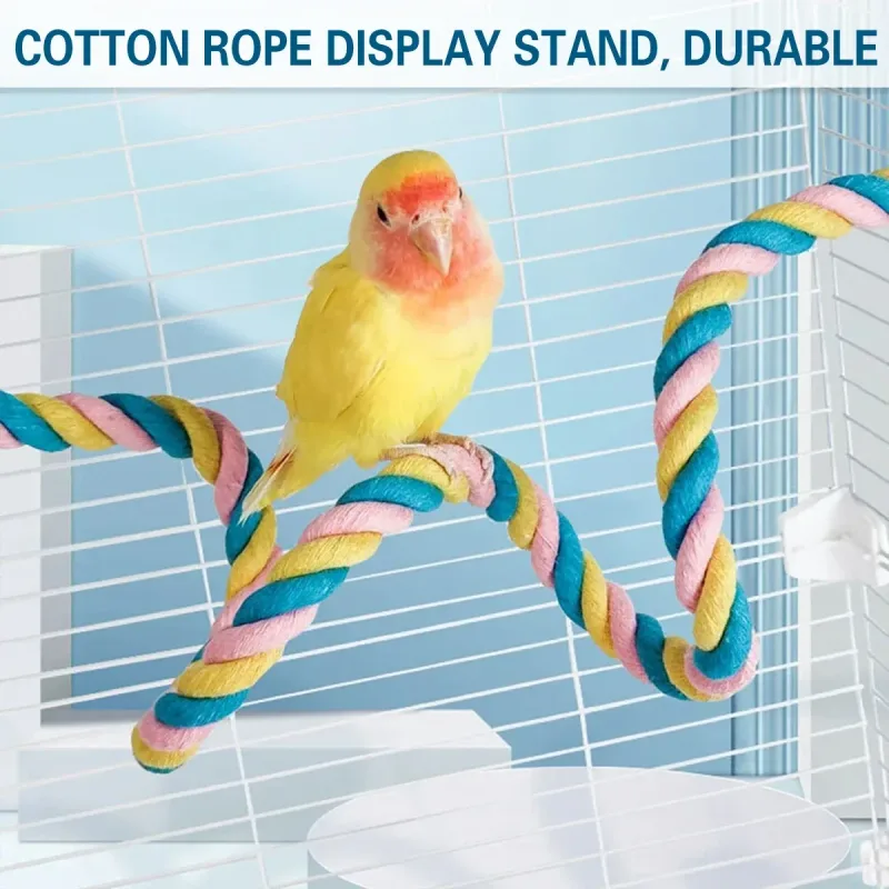 U Shaped Parrot Cotton Rope Climbing Toy Perch Stand for Bird Cage – 100cm