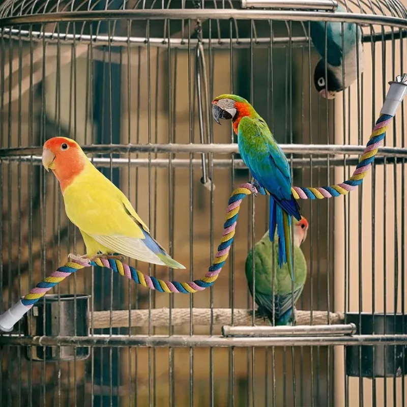 U Shaped Parrot Cotton Rope Climbing Toy Perch Stand for Bird Cage – 100cm