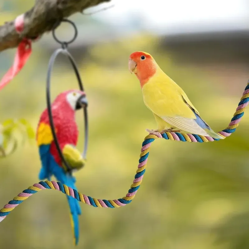 U Shaped Parrot Cotton Rope Climbing Toy Perch Stand for Bird Cage – 100cm