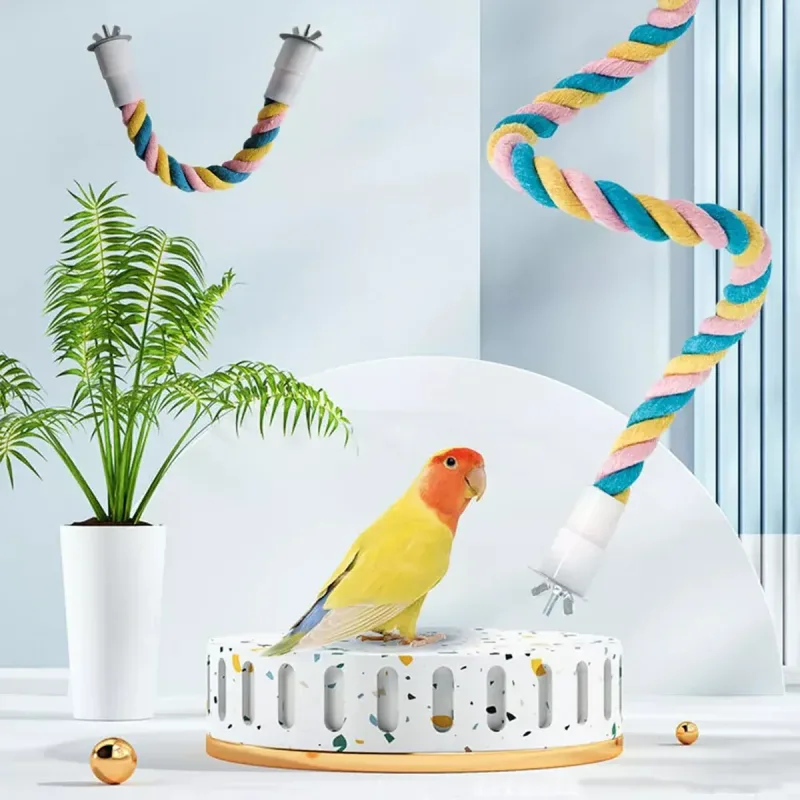 U Shaped Parrot Cotton Rope Climbing Toy Perch Stand for Bird Cage – 100cm