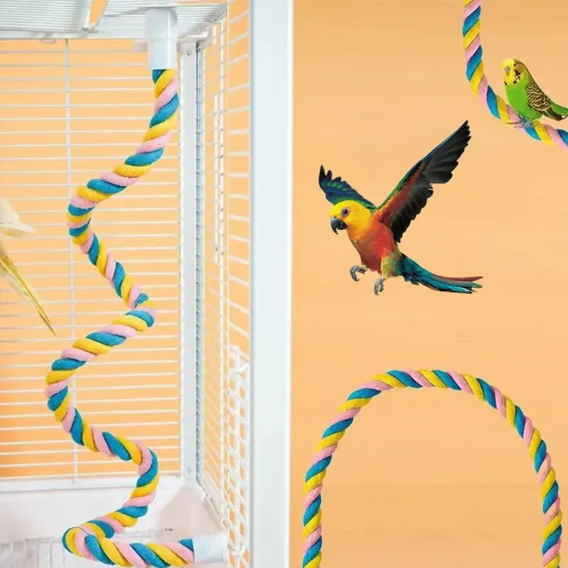 U Shaped Parrot Cotton Rope Climbing Toy Perch Stand for Bird Cage – 100cm