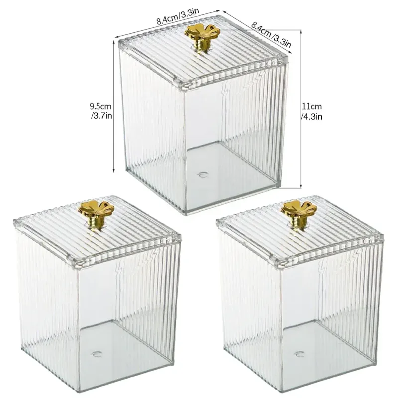 3PCS Transparent Storage Box Desktop Organiser Small Clear Container for Office