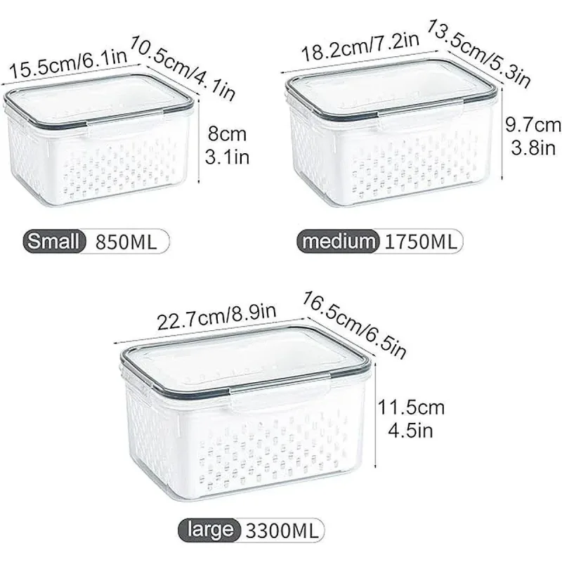 3PCS Food Storage Container Set Fridge Microwave Plastic Safe Fresh Keeping Box