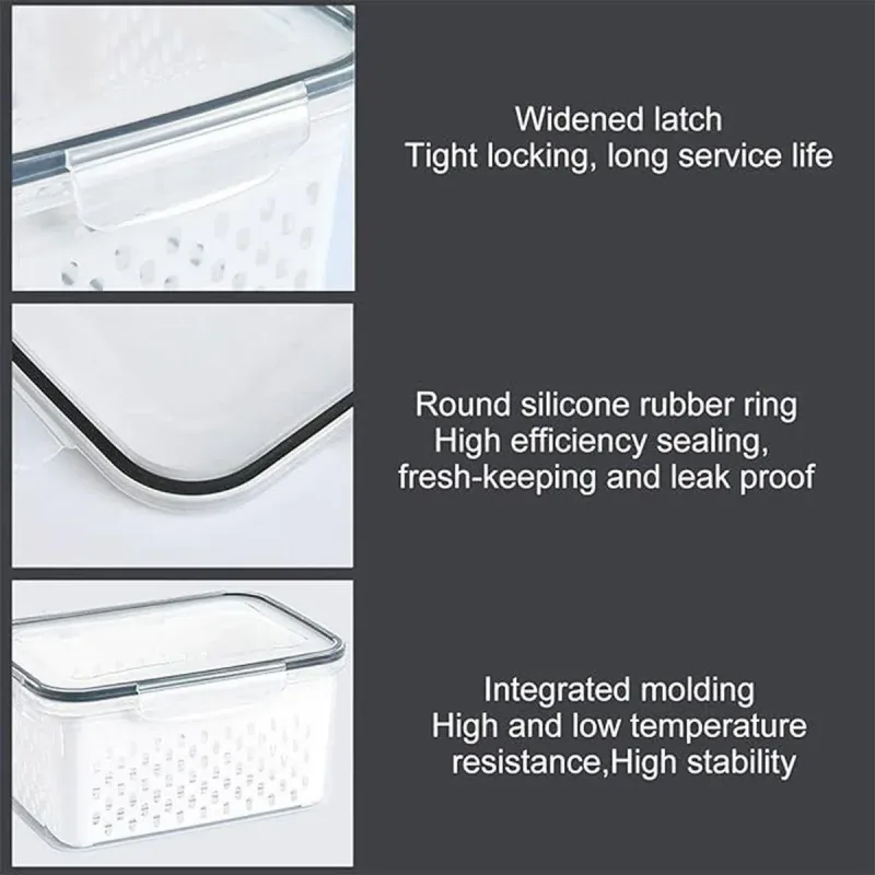 3PCS Food Storage Container Set Fridge Microwave Plastic Safe Fresh Keeping Box