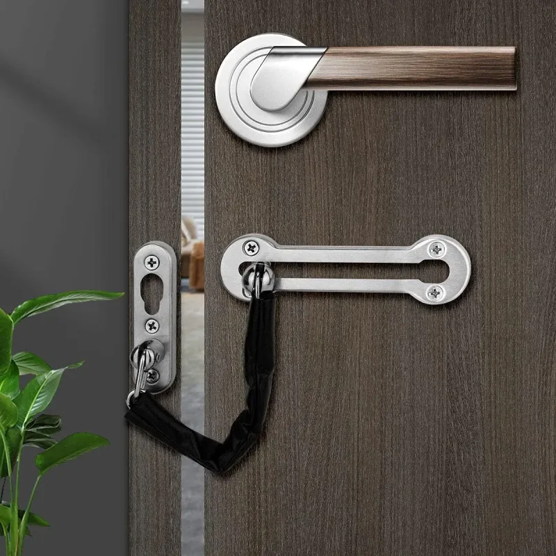 Home Security Door Chain Stainless Steel Guard Slide Screws Front Secure Catch – Silver