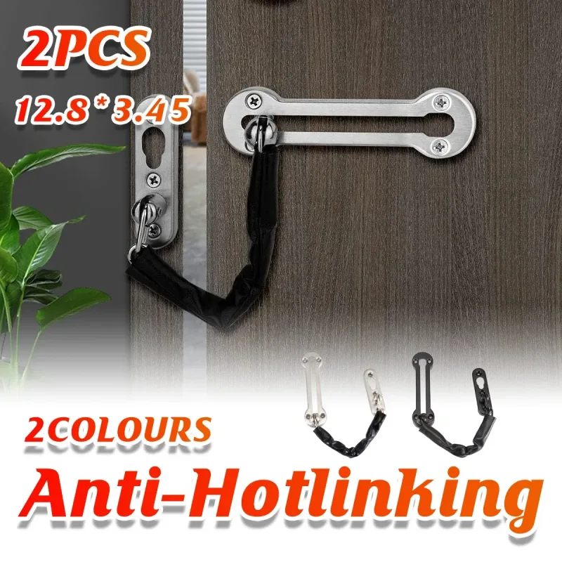 Home Security Door Chain Stainless Steel Guard Slide Screws Front Secure Catch – Silver