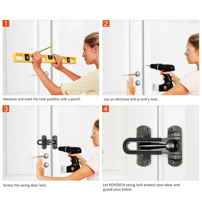 Anti Theft Lock Latch Door Bolt Security Lock For Home Bedroom Bathroom – Grey