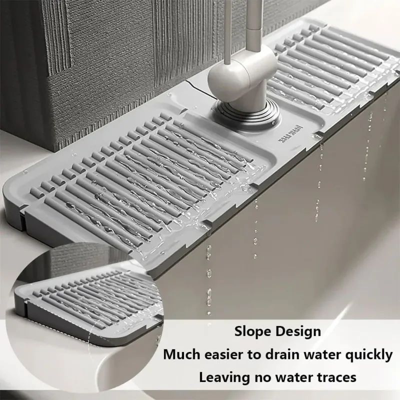Faucet Draining Pad Narrow Sink Splash Guard Mat for Washbasin Water Catcher – Green