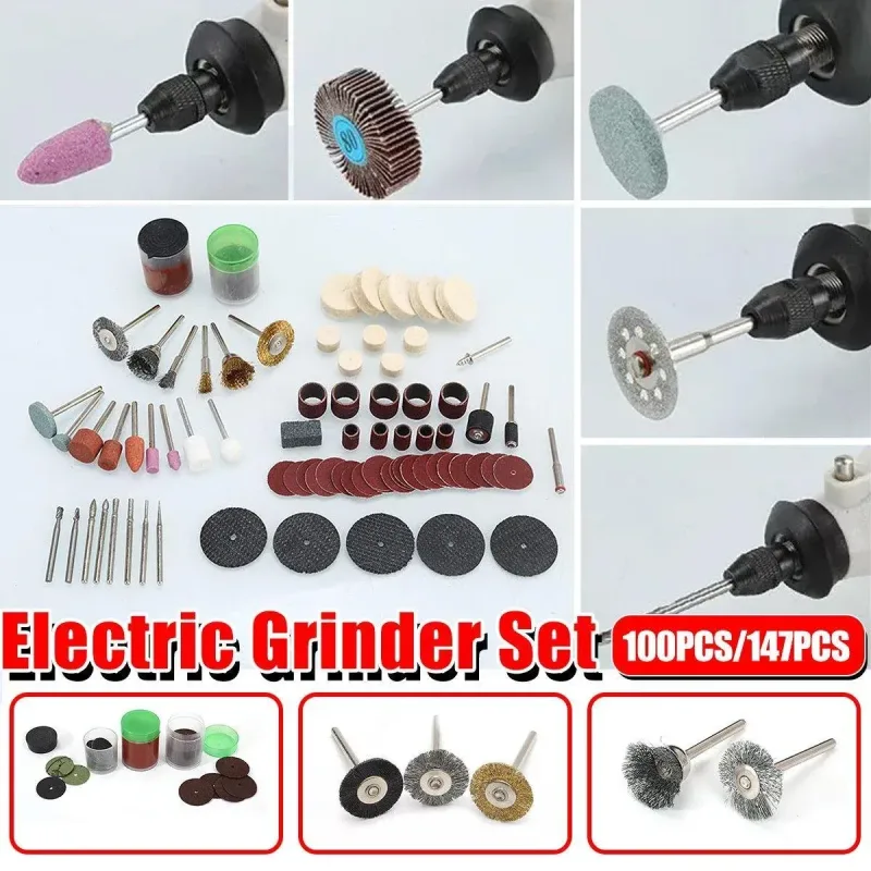 100/147pcs Electric Mill Set Accessories Grinding Cutting Drilling Tool Kit – 100Pcs(Without Grinder Pen)