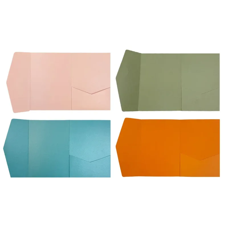 20PCS 3D Tri-Fold Holiday Wedding Invitation Envelope Greeting Cards Aesthetic – Pink