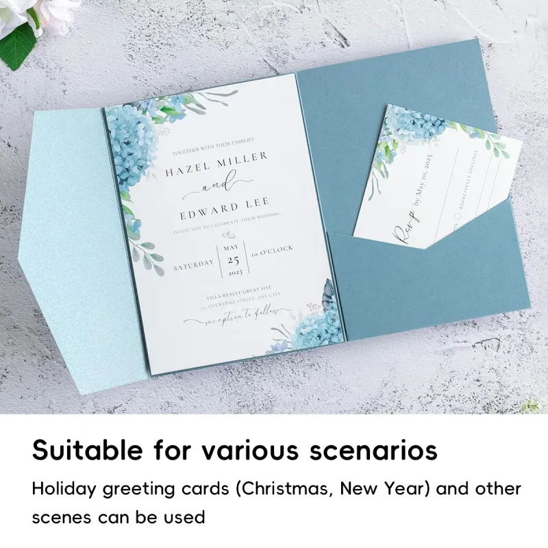 20PCS 3D Tri-Fold Holiday Wedding Invitation Envelope Greeting Cards Aesthetic – Pink