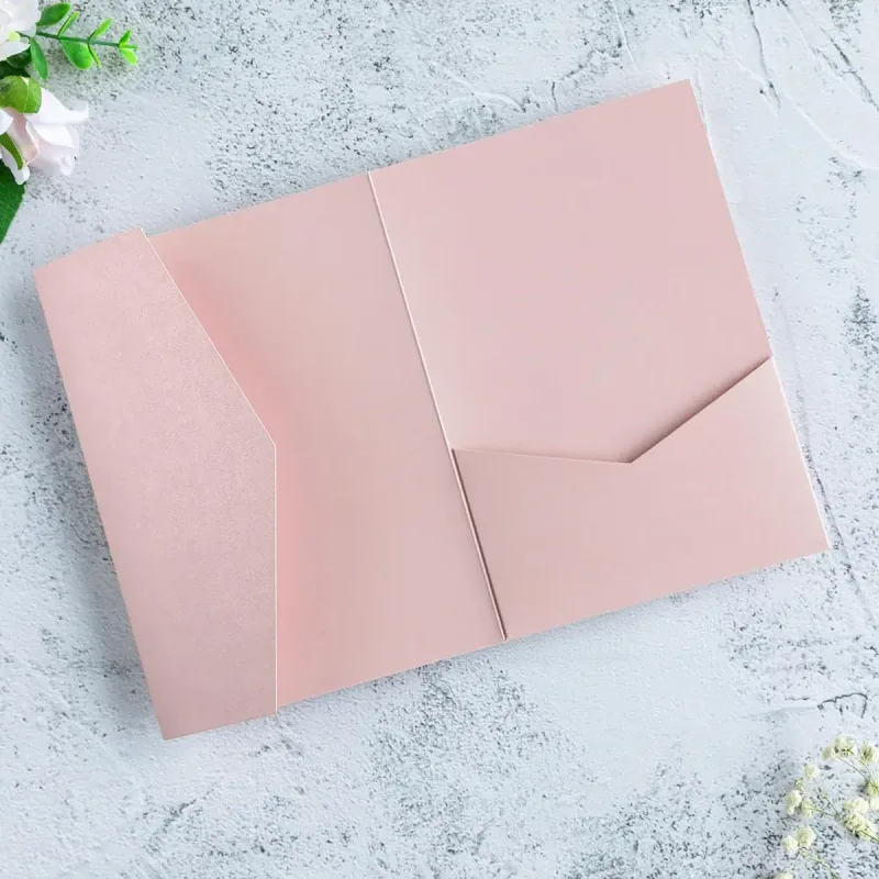 20PCS 3D Tri-Fold Holiday Wedding Invitation Envelope Greeting Cards Aesthetic – Pink