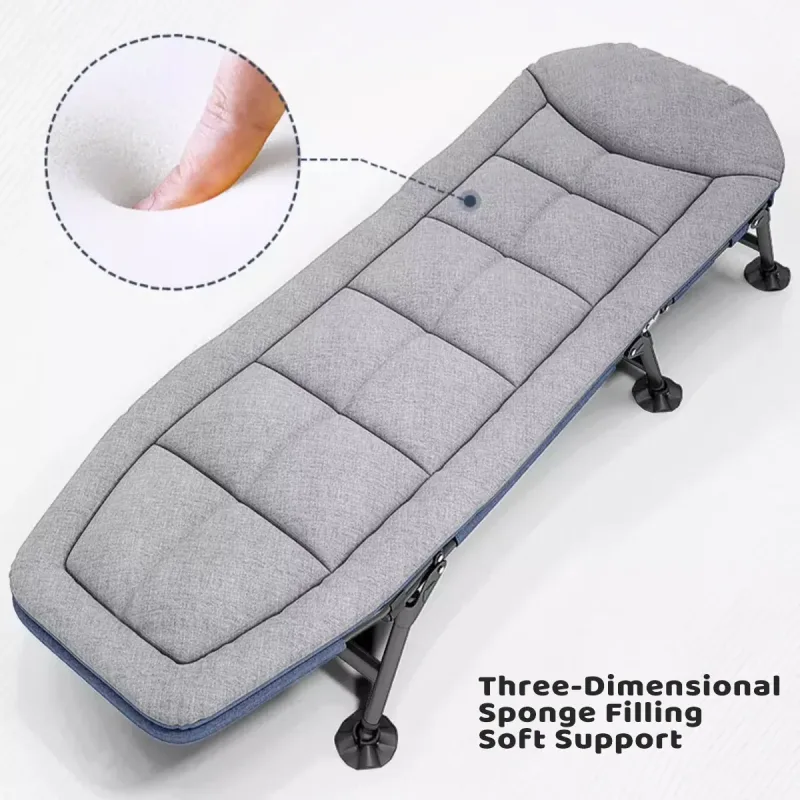 Folding Bed Single Model Dark Grey For Office Nap Camping Travel Midday Rest Use