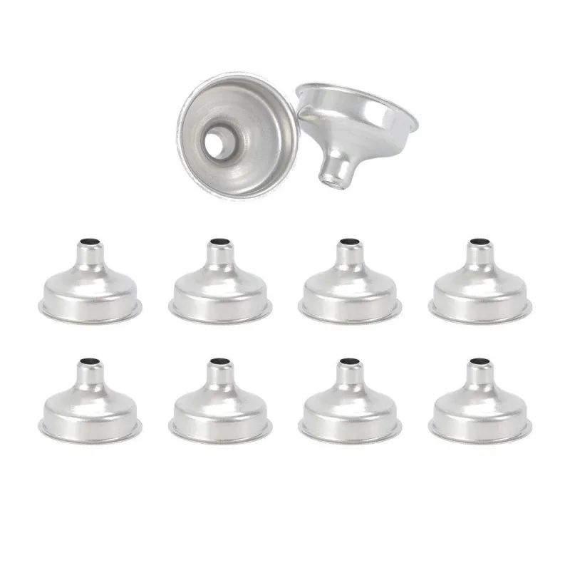 10 PCS Stainless Steel Small Funnel Set for Hip Flasks Camping Kitchen Use
