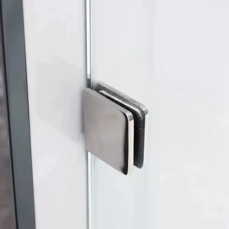 Shower Glass Clip Single Hole Square Bracket Partition Bathroom Accessories – Nickel