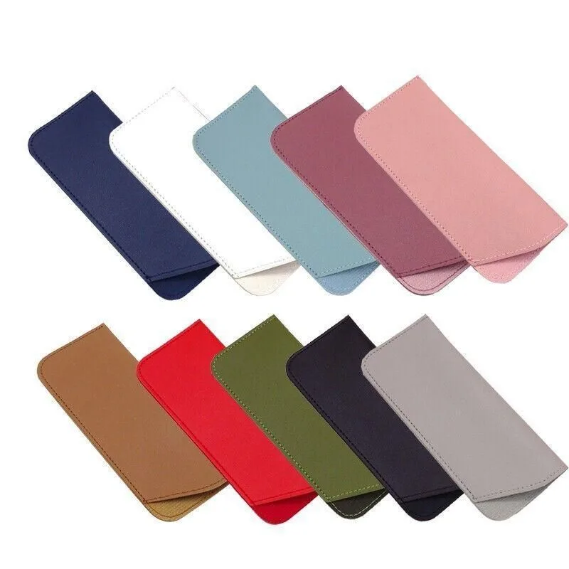 Pu Leather Eyeglass Sunglasses Reading Glasses Case Soft Pouch Bag Pocket – White