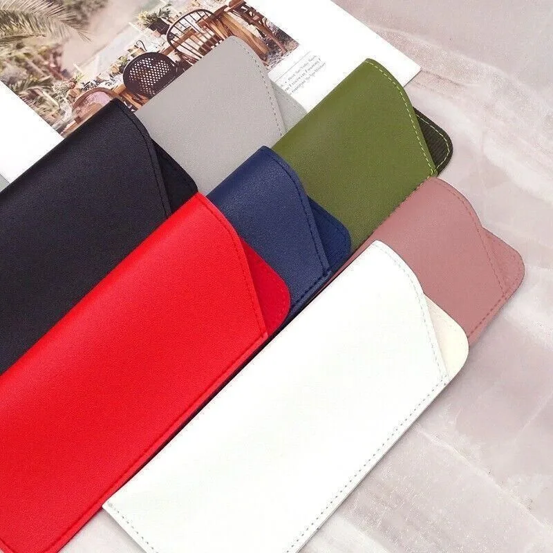 Pu Leather Eyeglass Sunglasses Reading Glasses Case Soft Pouch Bag Pocket – White