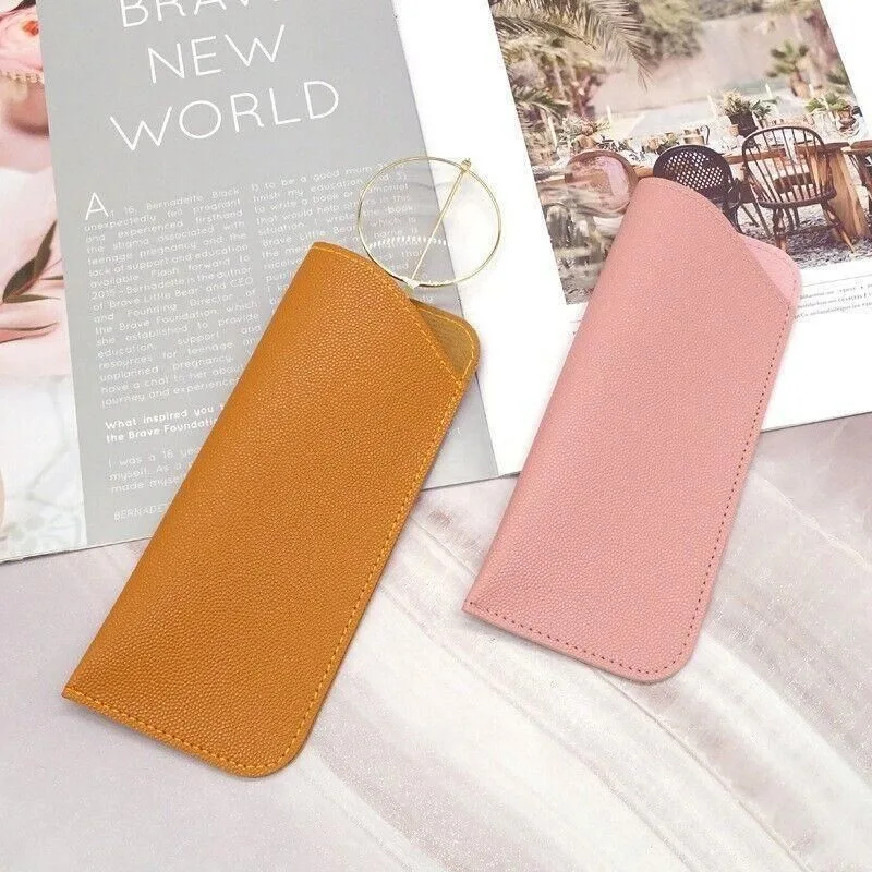 Pu Leather Eyeglass Sunglasses Reading Glasses Case Soft Pouch Bag Pocket – White