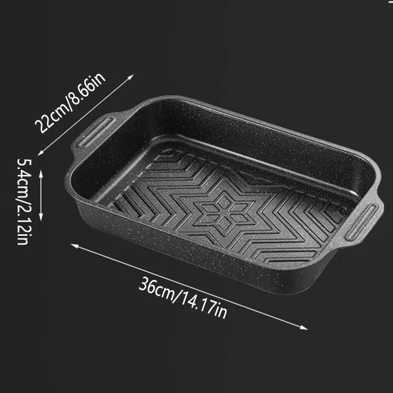 Barbecue Baking Pan Carbon Steel Non Stick Rectangular Grill Tray for Oven BBQ