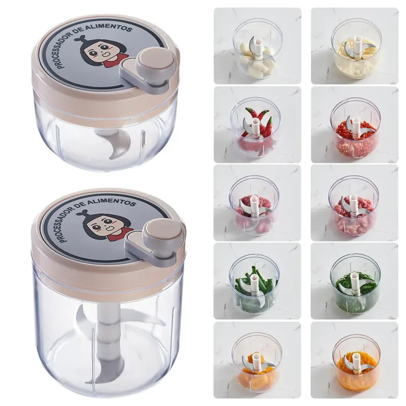 Manual Garlic Masher Hand Pull Stirrer Kitchen Tool Garlic Crusher Grinder Use – 400ml