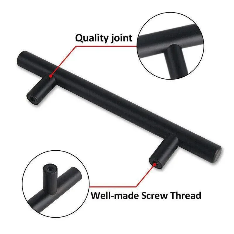 5pcs Silver Kitchen Cabinet Door Handles Stainless Steel Door Drawer Pull T Bar – 127mm/76mm