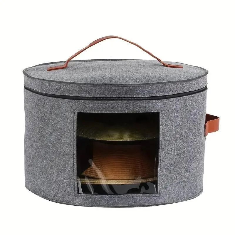 1-Piece Grey Felt Hat and Clothing Storage Case