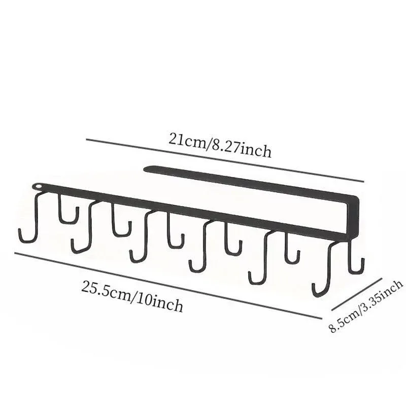 2-Piece Black Under-Shelf Cup Holder Rack Set