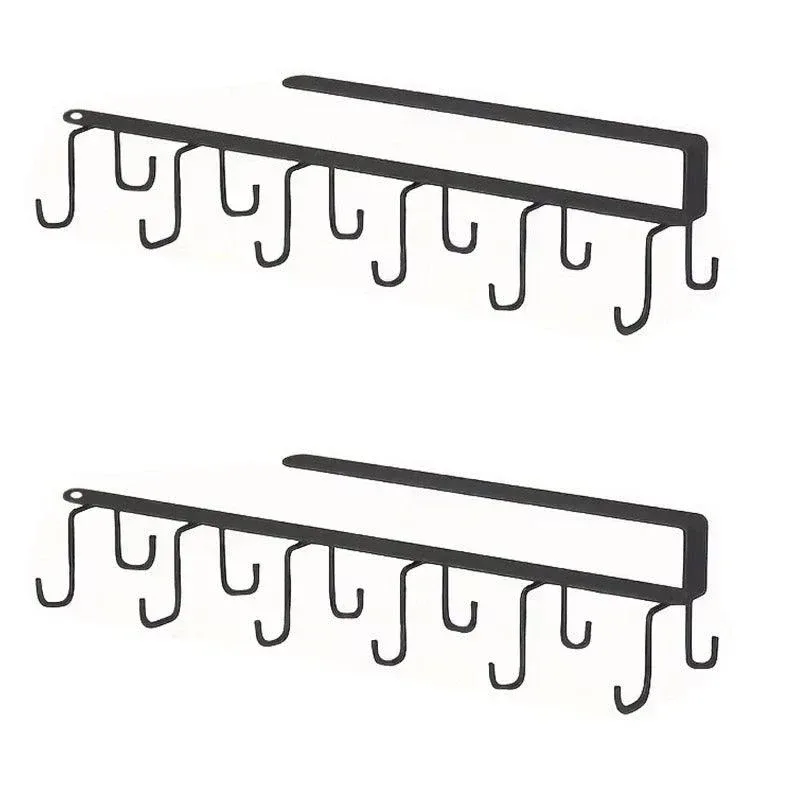 2-Piece Black Under-Shelf Cup Holder Rack Set