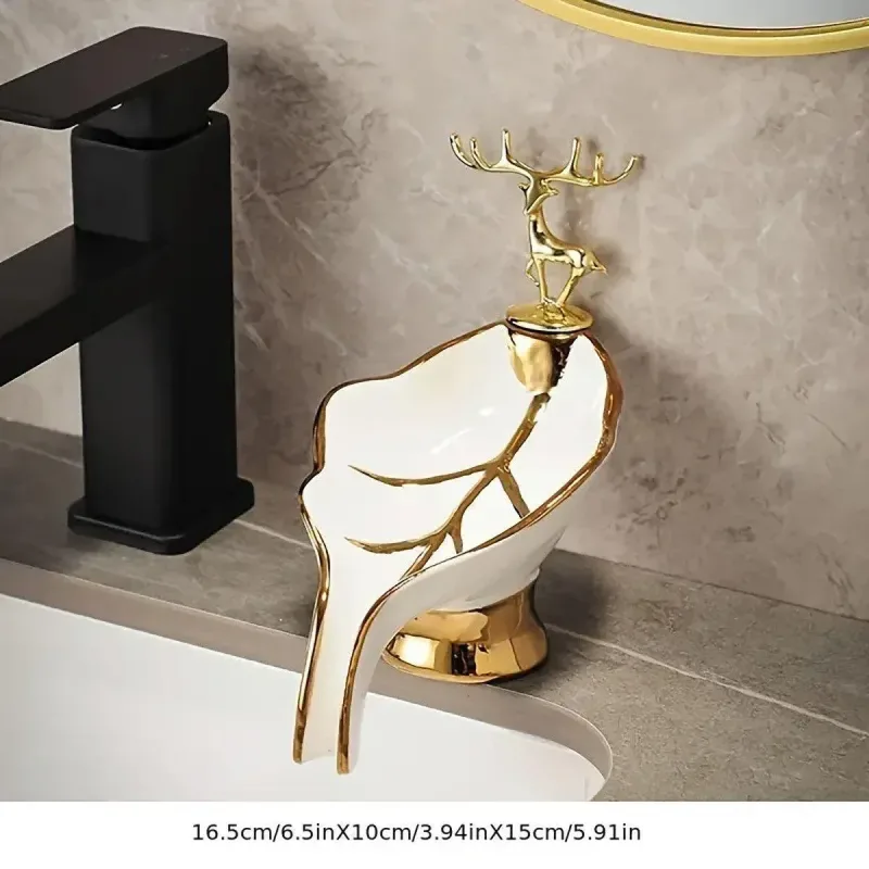 Soap Dish Holder Non-Stagnant Drainage Soap Box for Bathroom Kitchen Sink Home – White