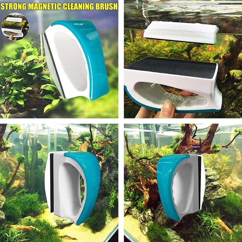 Magnetic Fish Tank Brush Algae Magnet Aquarium Cleaning Glass Aquatic Cleaner – L