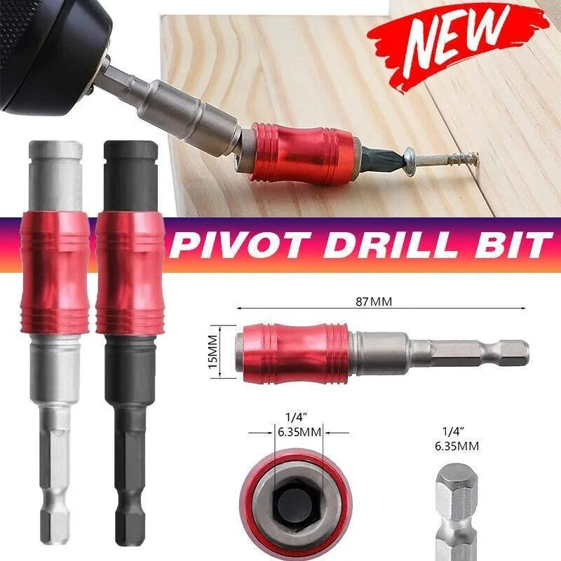Pivot Drill Bit Holder Steel Impact Swivel Screw Adapter for Quick Bit Changes – Red – Red Black
