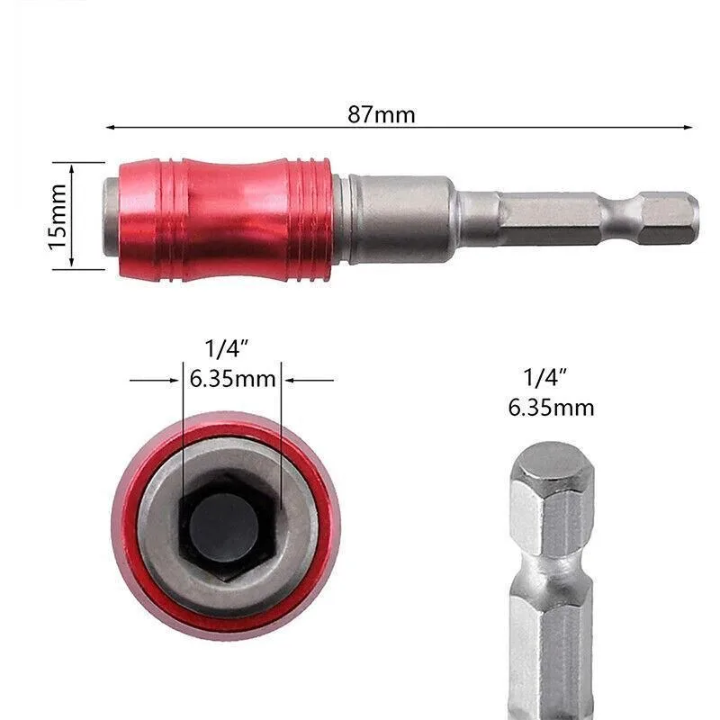 Pivot Drill Bit Holder Steel Impact Swivel Screw Adapter for Quick Bit Changes – Red – Red Black