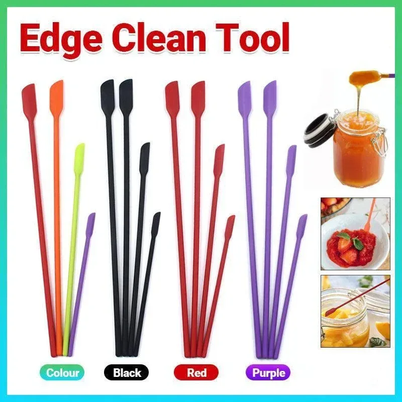 4X Silicone Mini Spatula Jar Scraper Scoop Tip Long Spatula Cosmetic Bottle B8A3 – Purple