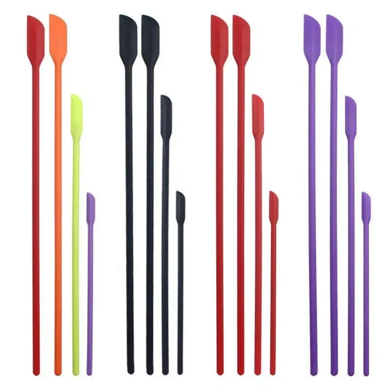4X Silicone Mini Spatula Jar Scraper Scoop Tip Long Spatula Cosmetic Bottle B8A3 – Purple