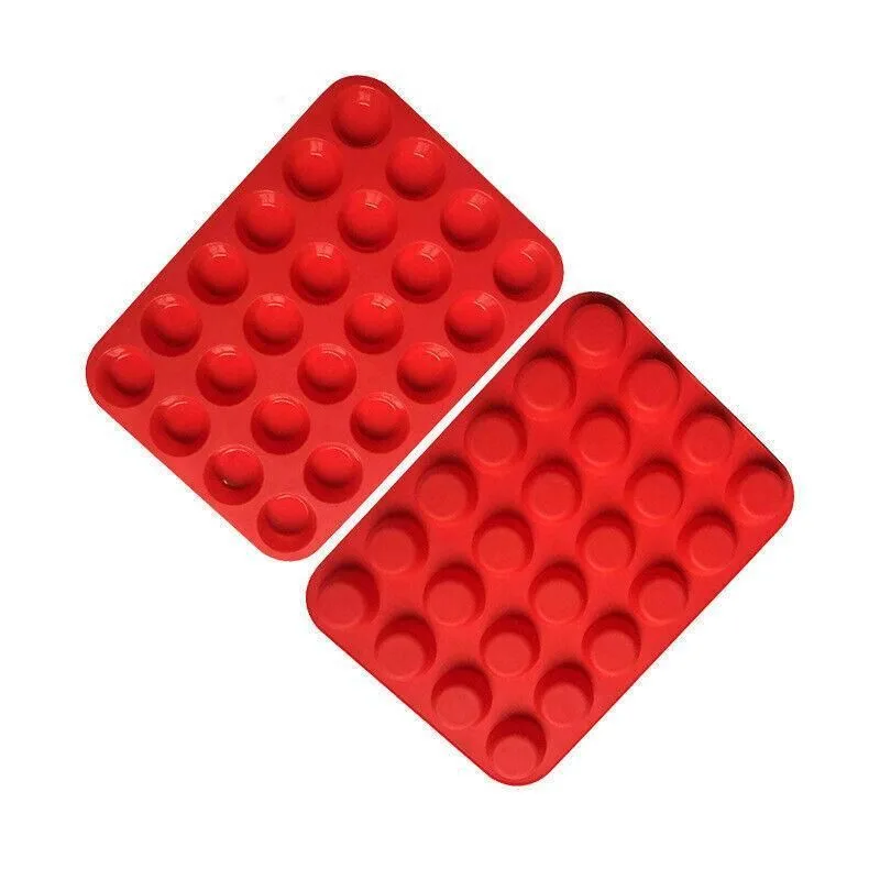 24 Cavity Pan Tray Silicone Mini Cupcake Cookie Baking Mold Au – Red