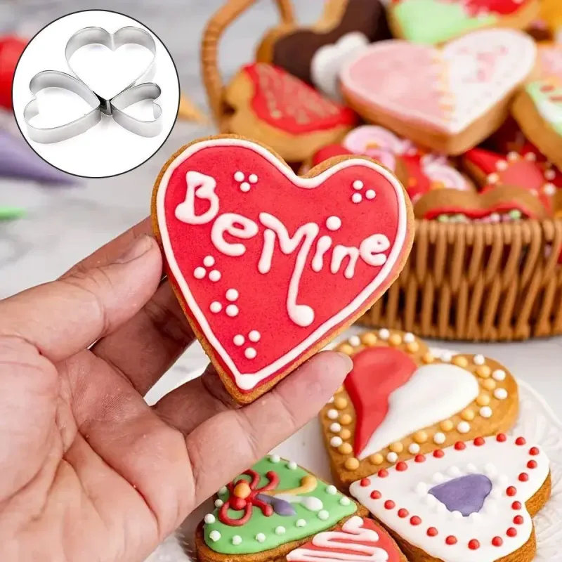 3X Stainless Steel Cake Mold 10/15/20cm Heart Baking Cake Ring For Mousse Party