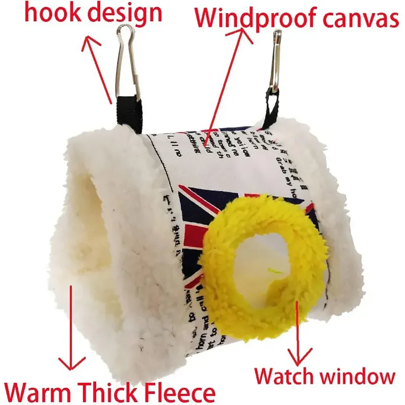 Parrot Hammock Bird Nest Warm Comfortable Bird Cage Accessory Pet Bed Cozy – Triangular Nest with Pole