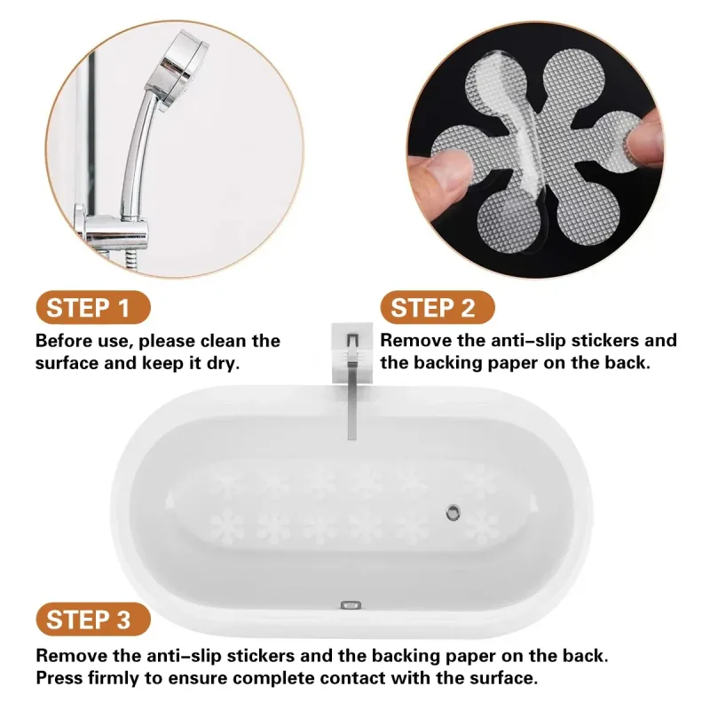 20PCS Non-Slip Shower Stickers for Bathtub and Bathroom Floor Grip Strips