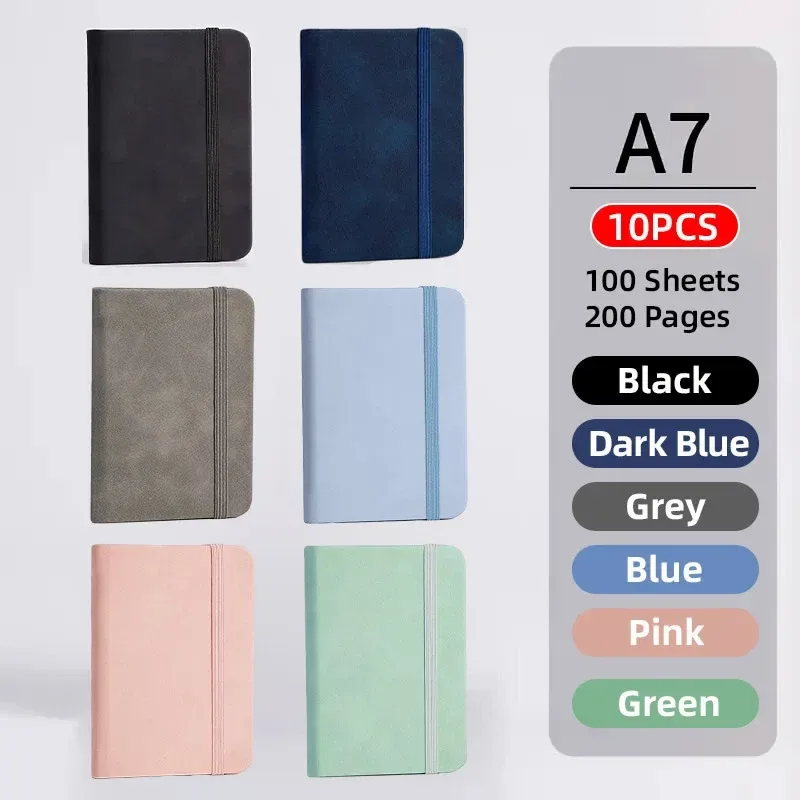 10pcs Mini Pocket Notebook A7 Small Portable Notepad for Office School Use – Light Blue