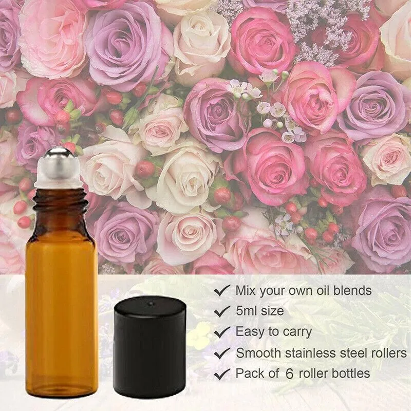 10Ml Roller Rollerball Perfume Essential Oil Roll On Ball Amber Glass Bottle – 50PCS
