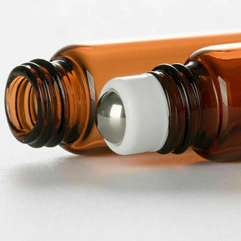 10Ml Roller Rollerball Perfume Essential Oil Roll On Ball Amber Glass Bottle – 50PCS