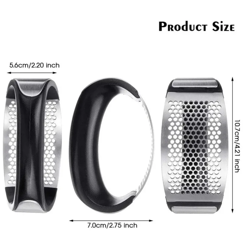 Stainless Steel Garlic Masher Press Crusher Squeezer Masher Kitchen Gadget – Silver