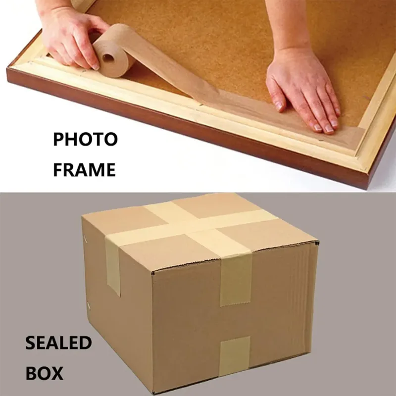 3 Rolls Wet Strength Kraft Paper Tape Easy to Tear Writeable
