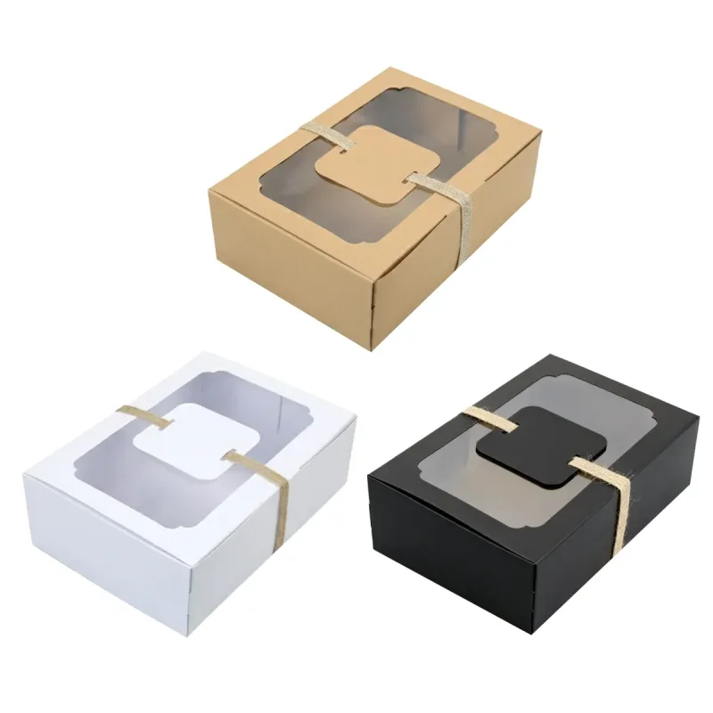 24PCS Kraft Candy Box with Clear Window Easy to Assemble Durable Gift Boxes – Kraft