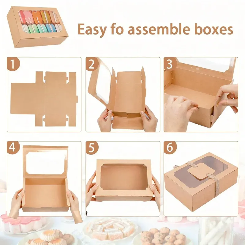 24PCS Kraft Candy Box with Clear Window Easy to Assemble Durable Gift Boxes – Kraft