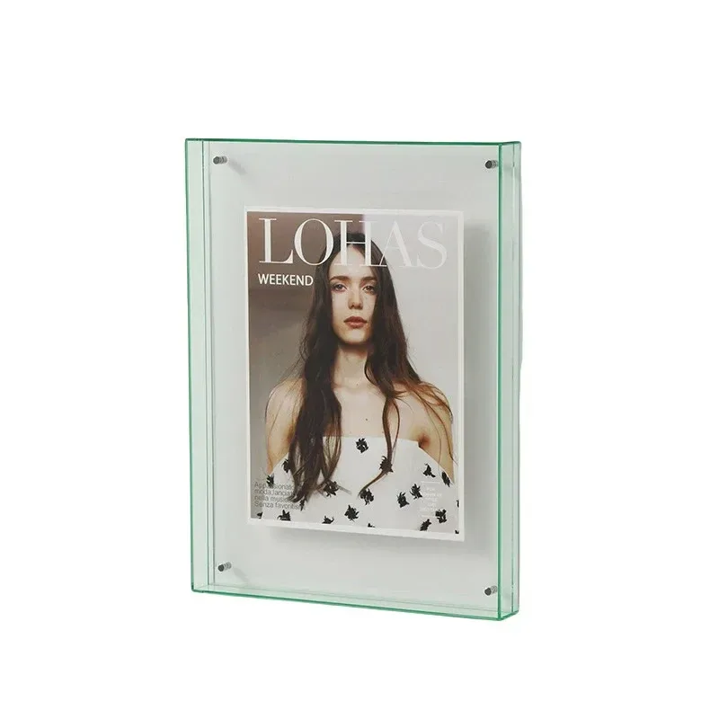 Acrylic Photo Frame Double-Sided Clear Display with Screw Mount – 16x21cm – Green