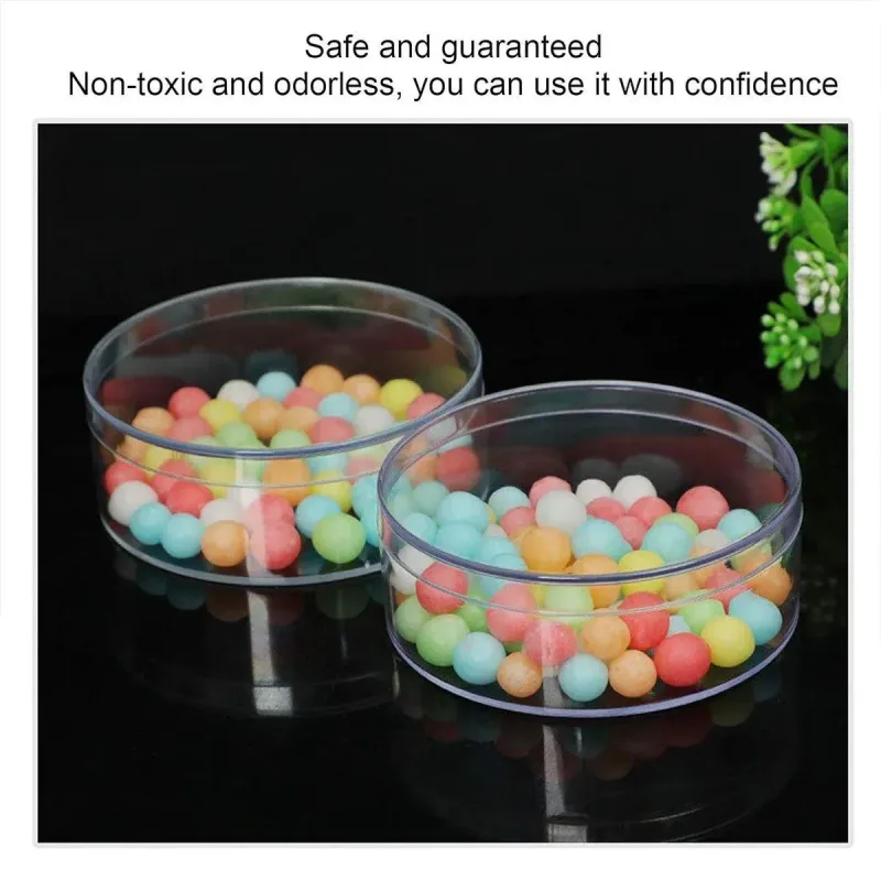 10pcs Clear Round Gift Boxes Plastic Candy Storage Containers for Party Favors – 15×6.5cm