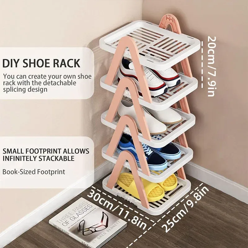 2/3 Tier Removable Shoe Rack Folding Storage Shelf Simple Space Saving Organizer – 2Tier-Blue