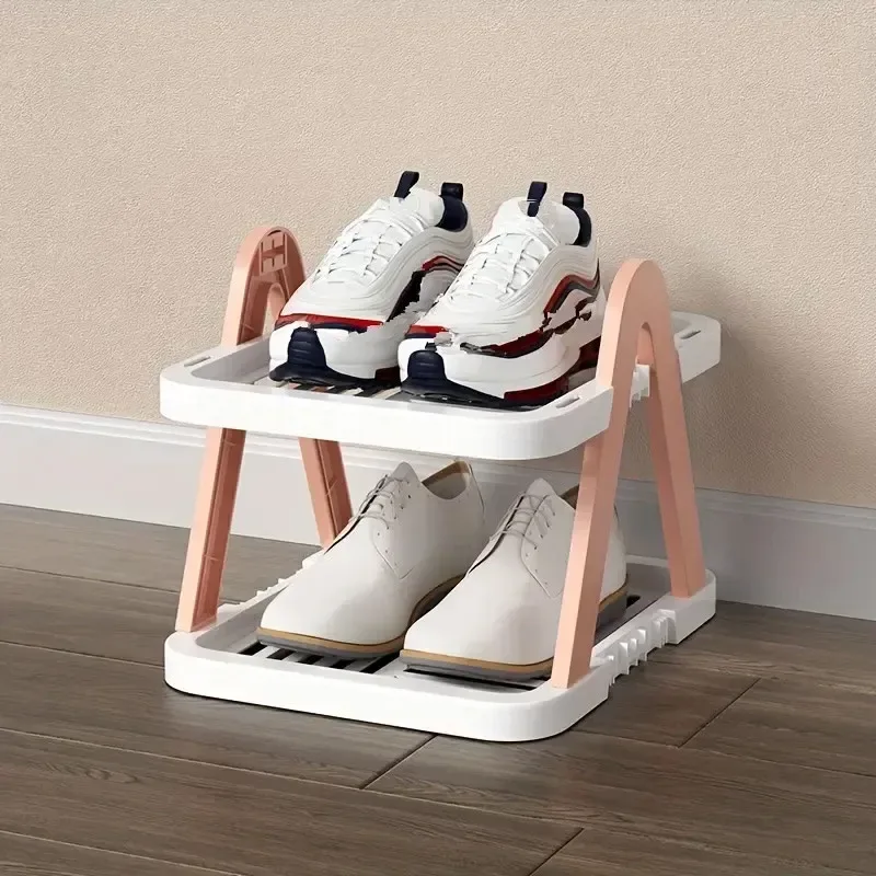 2/3 Tier Removable Shoe Rack Folding Storage Shelf Simple Space Saving Organizer – 2Tier-Blue